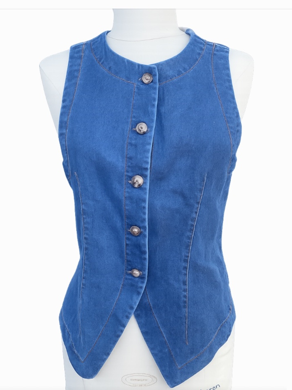 A1  ever green. Dark Blue Denim Button Front Vest